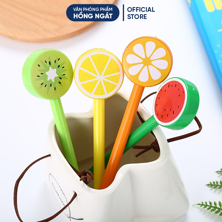 Bút bi cute hình hoa quả, bút bi nước mực gel đen ngòi 0.5mm nhiều màu dễ thương đồ dùng học tập B09
