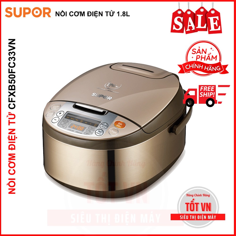 Nồi Cơm Điện Tử Supor CFXB50FC33VN-75 1 Lít 8, Nồi Cơm Lòng Niêu, Nấu Cơm Ngon, Điện Máy Tốt VN