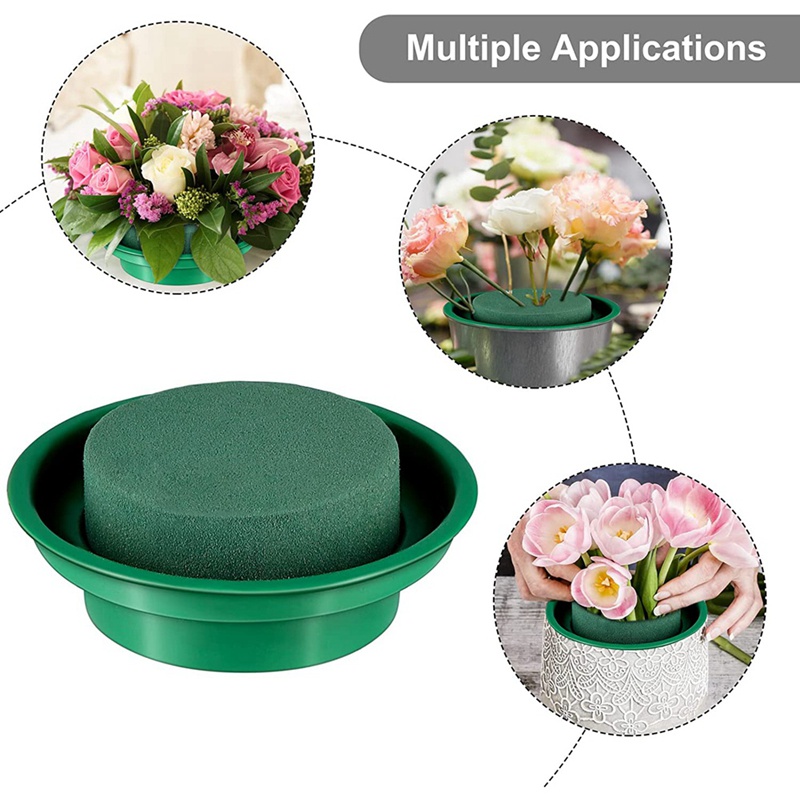 Set 16 Bông Hoa Khô Hình Tròn Bằng Xốp Màu Xanh Lá DIY