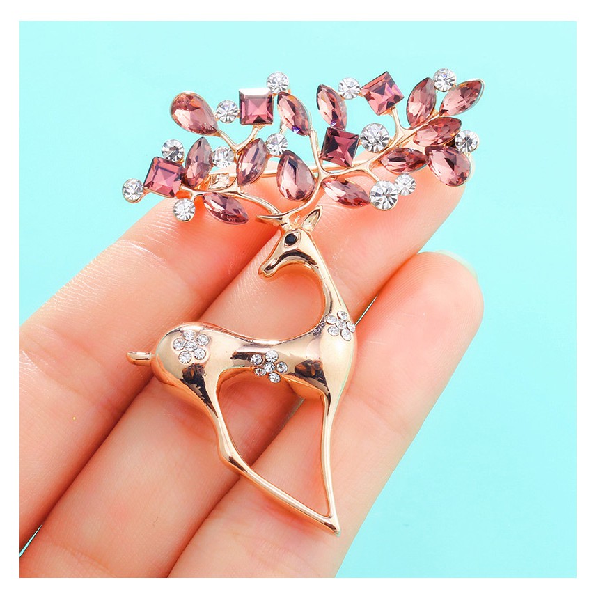 Cài áo thời trang hươu đính đá Vintage dễ thương