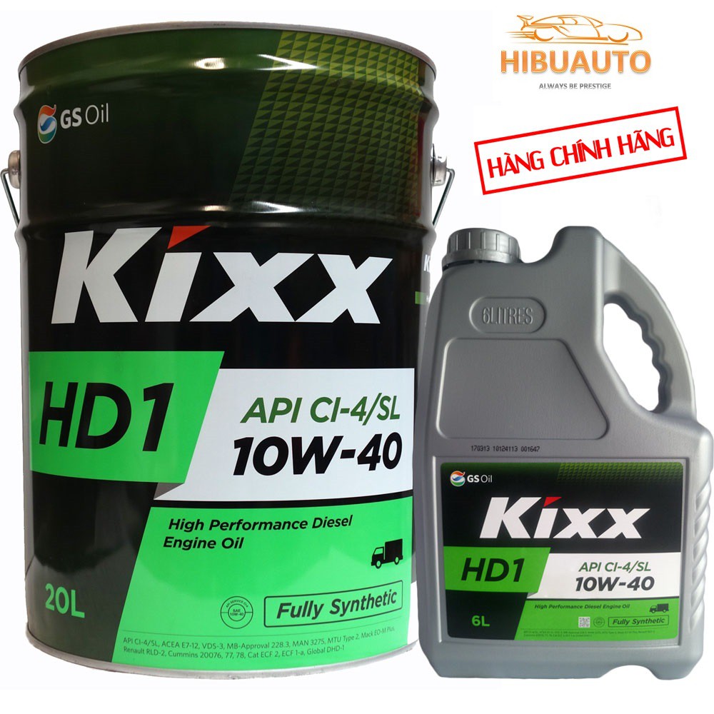 Dầu động cơ Kixx HD1 CI-4/E7 10W40 6L – Hàng chính hãng