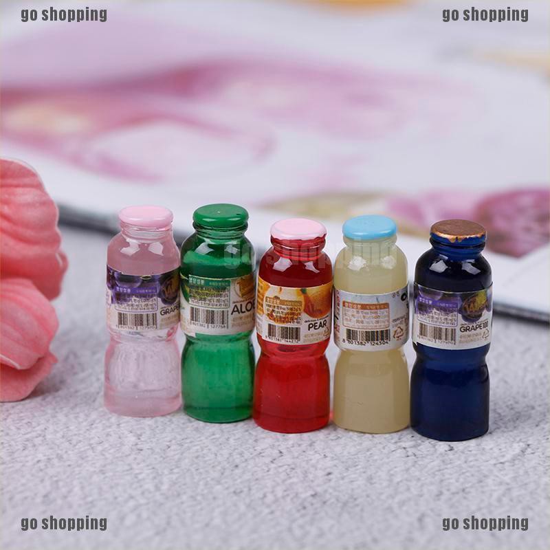 {go shopping}5pcs 1:12 scale miniature dollhouse drink bottle mini food play kids kitchen toy