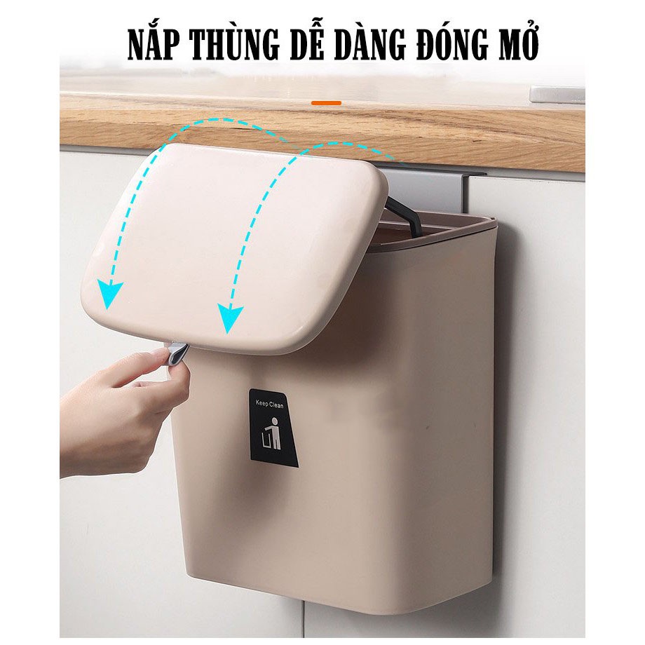 Thùng đựng rác thông minh cài gắn cánh tủ bếp có nắp đậy Vkit R02