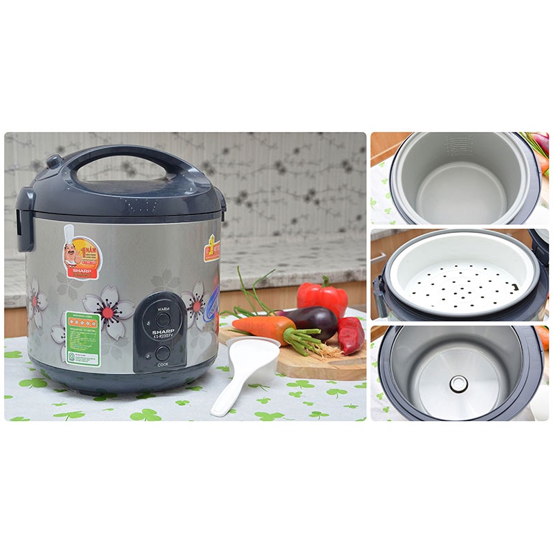 Nồi cơm điện Sharp 2.2 lít KS-R231STV MỚI 100% sản xuất tại Thái Lan -sử dụng trên 6 người ăn- BH 12 THÁNG