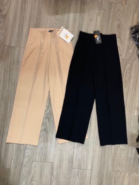 Quần ống xuông culottes lưng cao vải tuyết mưa