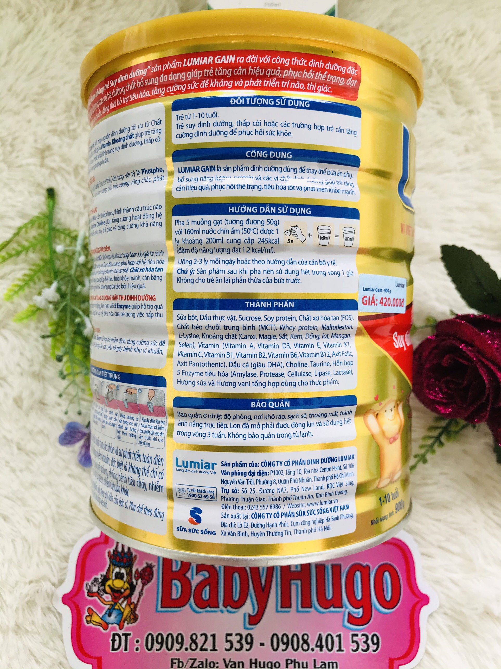 [Tặng balo] Combo 3 lon sữa Lumiar Gain Dành cho trẻ Suy Dinh Dưỡng Thấp Còi (Lon 900gr)
