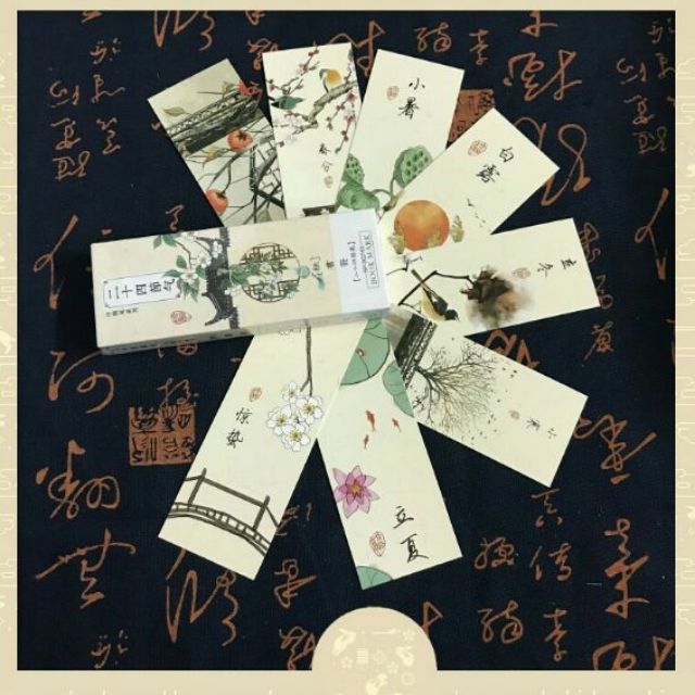 Bookmark 24 tiết khí thẻ kẹp đánh dấu sách cổ phong