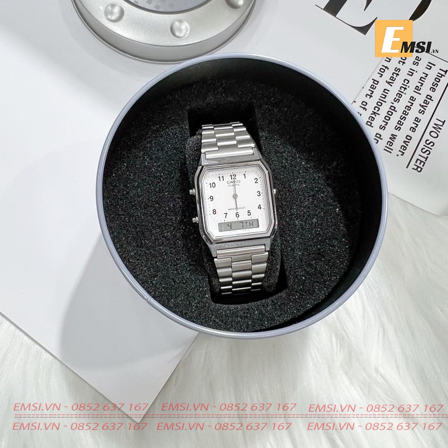 TOP Đồng hồ Unisex Casio Vintage AQ-230  dây kim loại - Emsi.vn - Casio 29.8mm