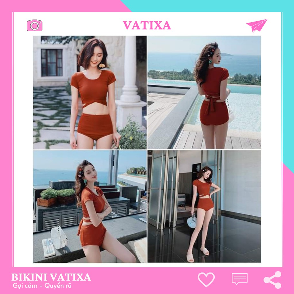 Bikini đồ bơi đi biển hai mảnh áo croptop hàn quốc mặc đi biển đi bơi đẹp VATIXA BKN54