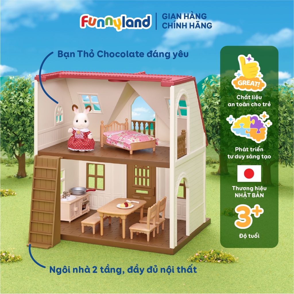 Đồ chơi Nhà Cosy bao gồm Thỏ và nội thất cơ bản Sylvanian Families Nhật Bản