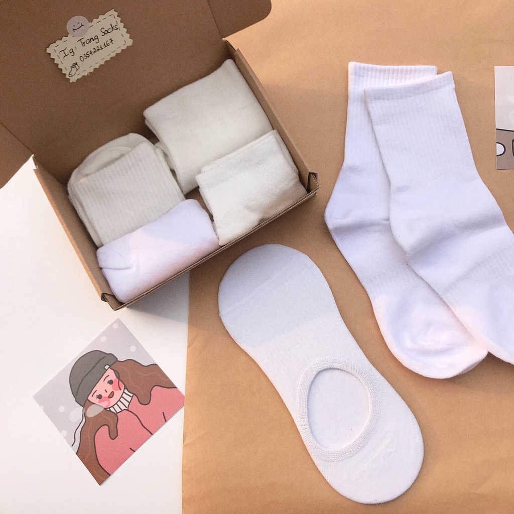 Tất ngắn cổ tone màu trắng  - Trangsocks