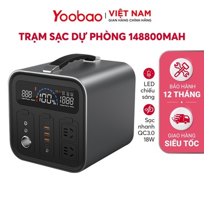Trạm sạc dự phòng Yoobao EN600S Dung lượng 135200mAh Sạc nhanh PD60W 220V/600W Màn hình LED - Tích hợp đèn pin siêu sáng