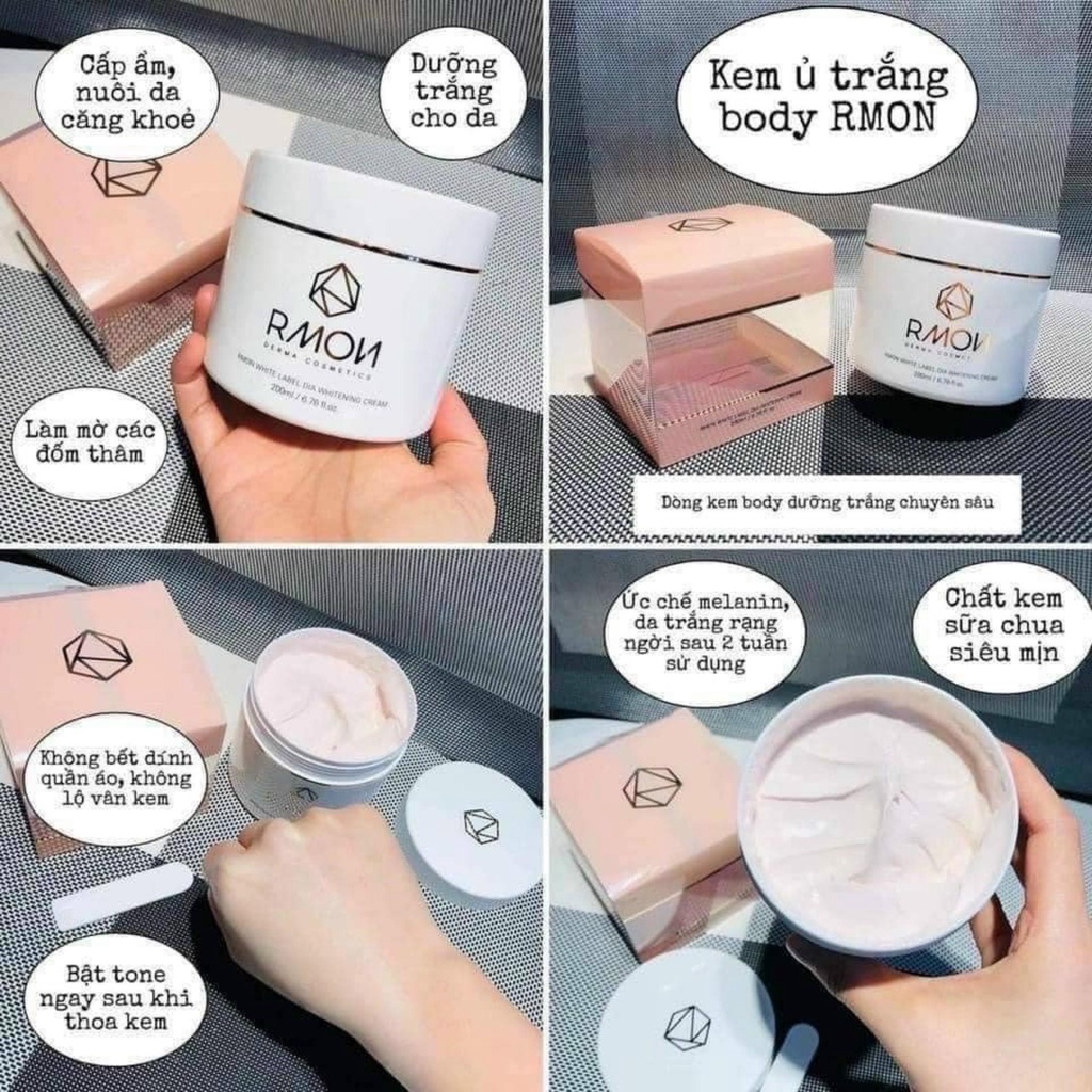 Kem trắng da body XuanDao kem body RMON trắng hồng tự nhiên nâng tone tức thì không lộ vân kem 200ml