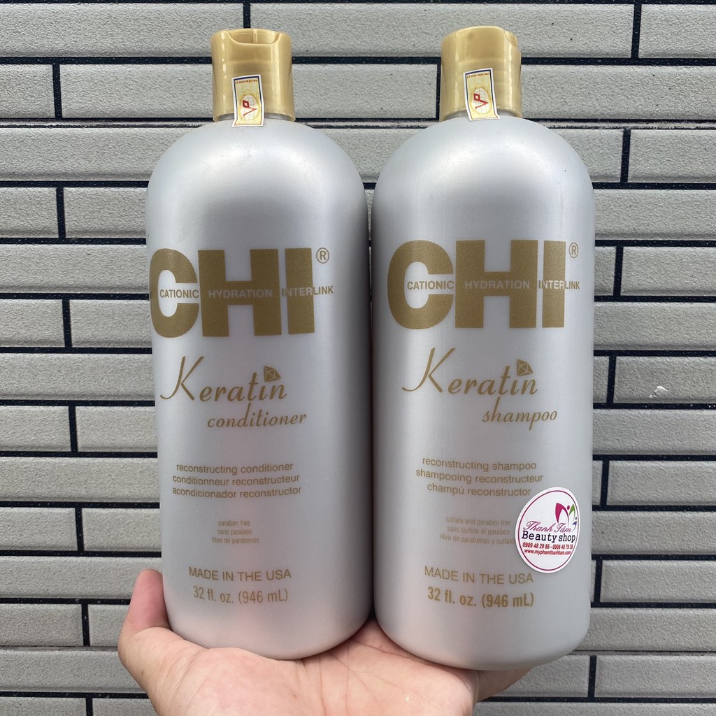 Dầu gội xả phục hồi CHI Keratin Shampoo & Conditioner 946mlx2