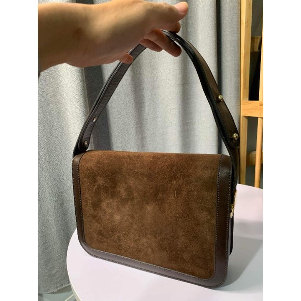 Túi xách tay, đeo vai da lộn form hộp độ mới cao sz 24