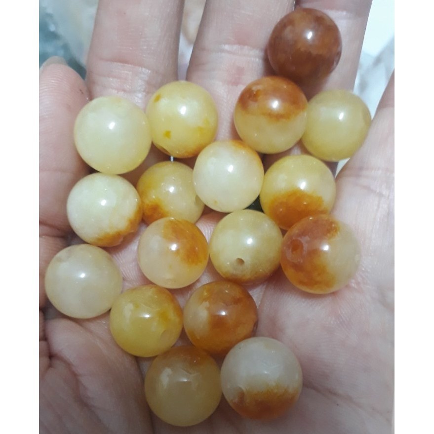 1-5 hạt đá thiên nhiên 12mm vàng nâu