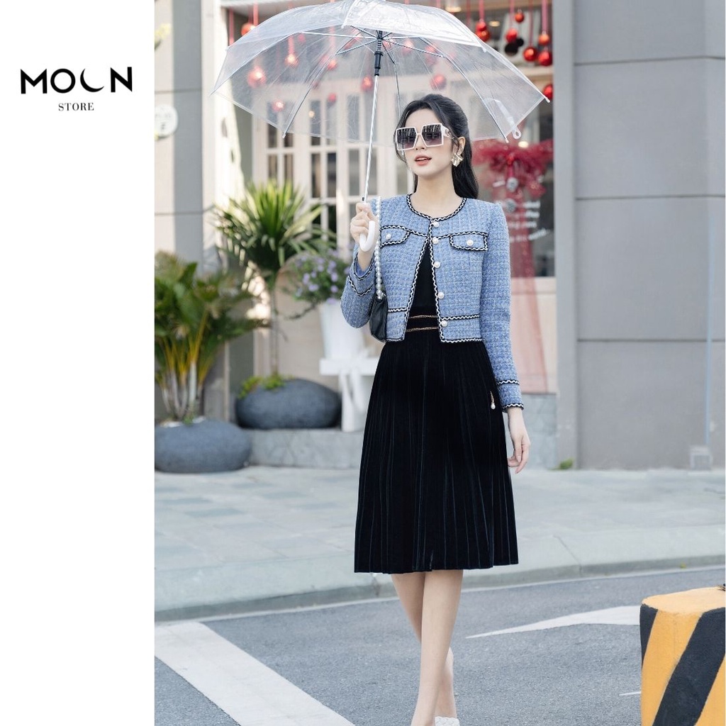 Áo khoác dạ nữ vest công sở khoác ngoài cổ tròn sang trọng tôn dáng dễ phối đồ MVE611 MOON STORE | BigBuy360 - bigbuy360.vn