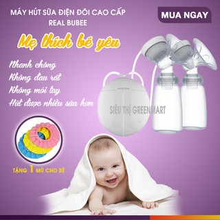 MÁY HÚT SỮA ĐIỆN ĐÔI REAL BUBEE CAO CẤP ( Bán Sỉ) ( Có chế độ massa kích sữa, Hút êm ái như em bé bú)