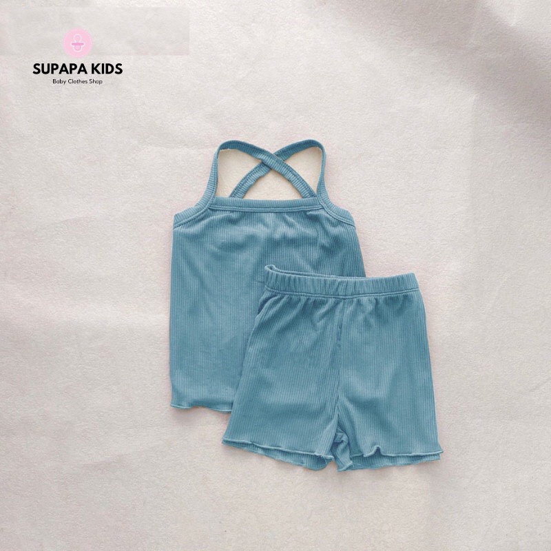 Bộ rời hai dây cho bé Gái, bộ đồ cho bé chất tăm lạnh ngày hè cho bé từ 3-12kg