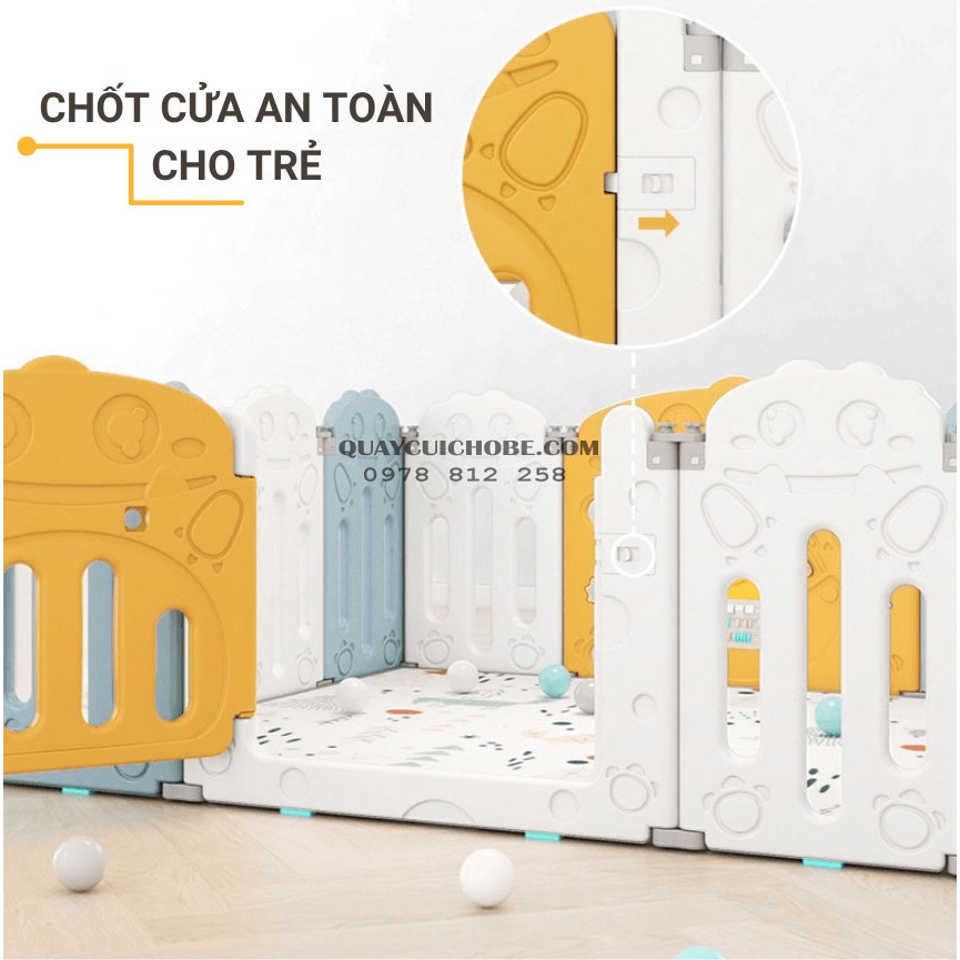 Cũi nhựa gấp gọn Pakey TẶNG THẢM DÀY 1CM + 100 BÓNG, cũi nhựa cho bé loại I thiết kế chốt 360 độ linh hoạt tháo ráp