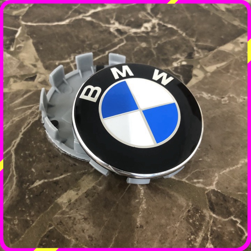 Logo chụp mâm, ốp lazang bánh xe ô tô BMW, kích thước 68mm, 60mm và 55mm, chất liệu nhựa ABS