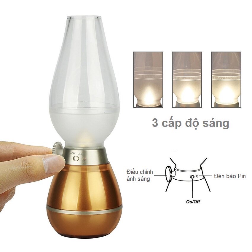 Đèn thần cảm ứng thổi tắt 3 chế độ sáng sạc usb tiện lợi
