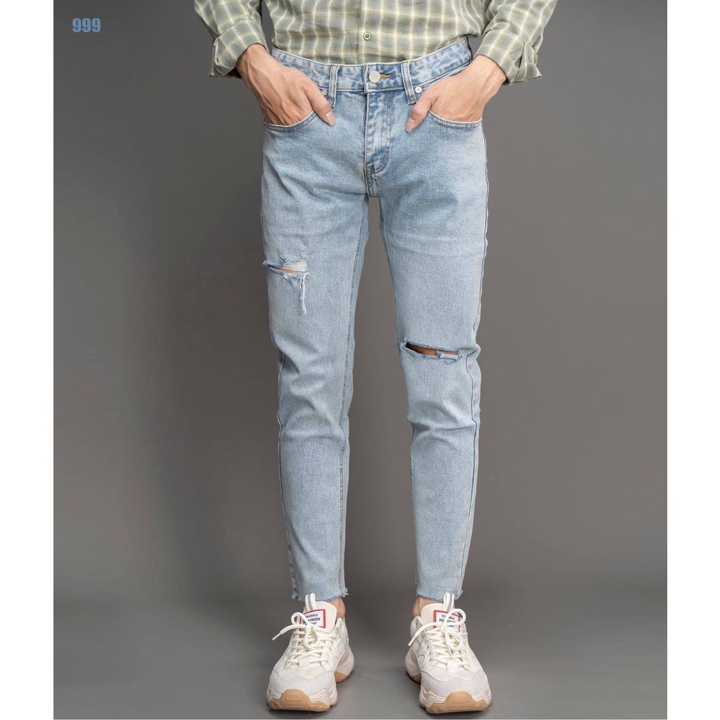 Quần Jean Skinny Nam Xanh Sáng Chất Bò Cao Cấp Co Giãn Nhẹ , From Dáng Hàn Quốc Trẻ Trung Năng Động - 999