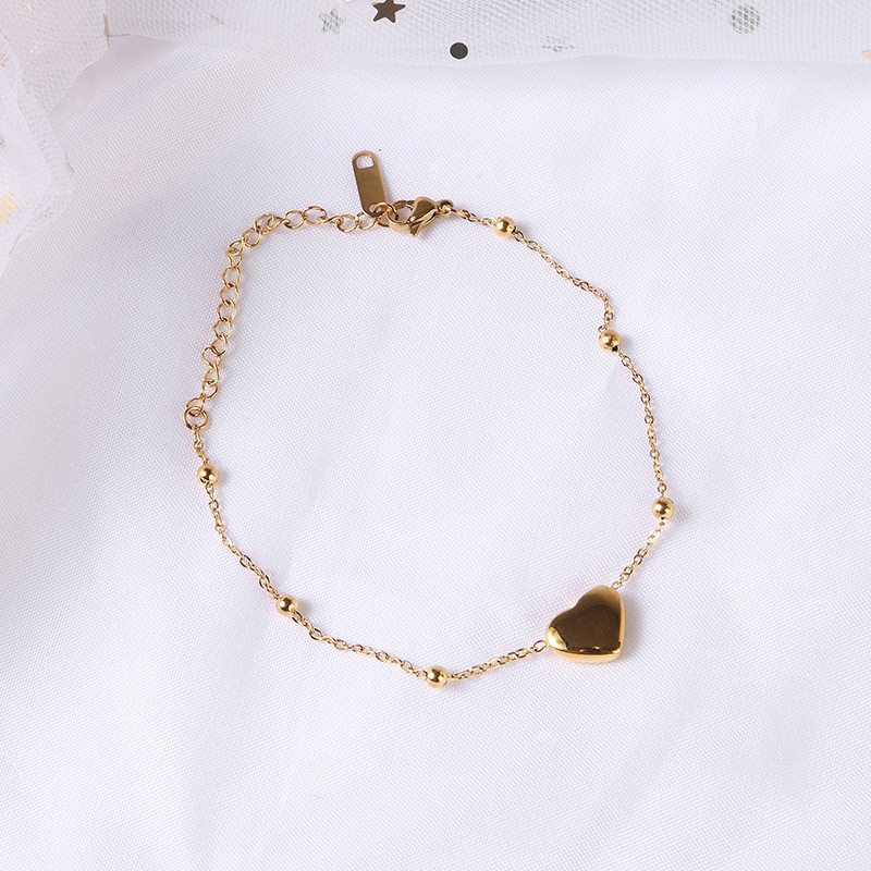 Dây Chuyền Thép Titan Mạ Vàng Hồng 18K Mặt Hình Trái Tim Thời Trang Hàn Quốc