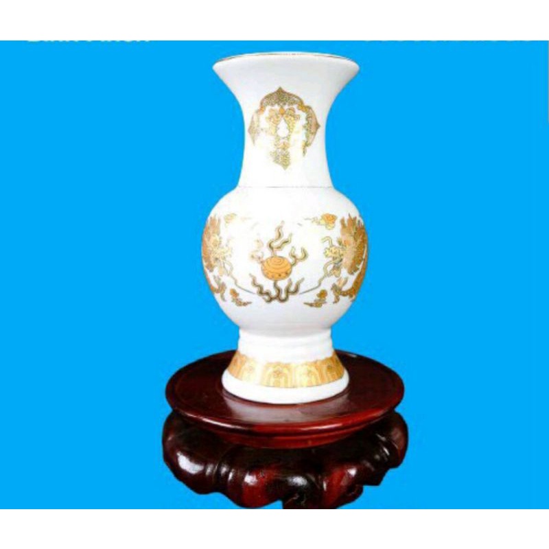 Bình bông cắm hoa thờ cúng hàng trắng họa tiết rồng cao cấp,có nhiều kích thươc-Vật phẩm thờ cúng