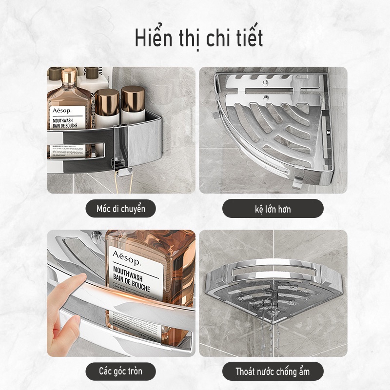 Kệ đựng đồ dùng MEIDOO gắn góc tường nhà tắm tiện dụng Giỏ tam giác bằng thép không gỉ 304