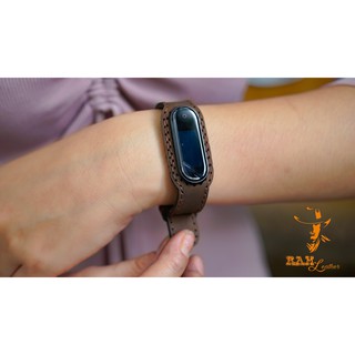 (TẶNG KHÓA)DÂY ĐỒNG HỒ DÂY DA BÒ THẬT NÂU ĐẤT CHO MIBAND 4 / MIBAND 3 – RAM LEATHER CỰC KỲ SANG TRỌNG