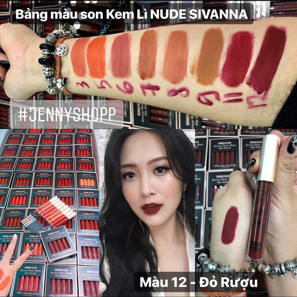 Son Kem Lì Sivanna Colors Luxury Nude Matte Lip Liquid Màu Đỏ Rượu Số 12