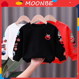 Áo thu đông cho bé trai và bé gái, áo nỉ dài tay cho bé size từ 6-40kg hình in chú hề ELMO