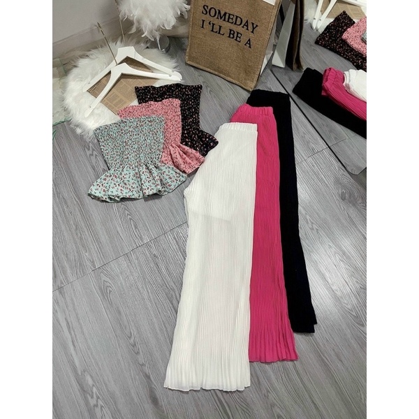 Set áo ống quần hoa suông dập li_cachuashophcm