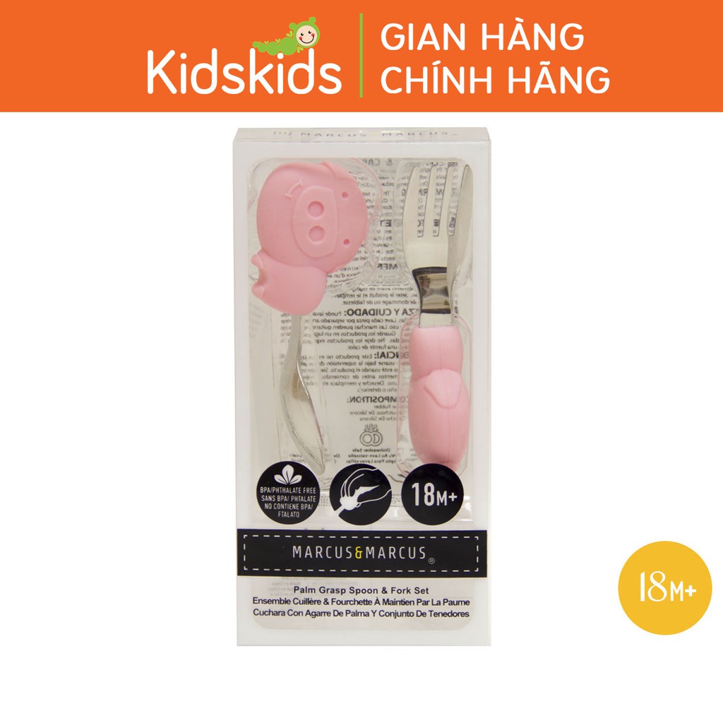 [Mã BMBAU50 giảm 7% đơn 99K] Bộ thìa nĩa tập ăn cho bé Palm Grasp Marcus &amp; Marcus, từ 18 tháng - Pokey