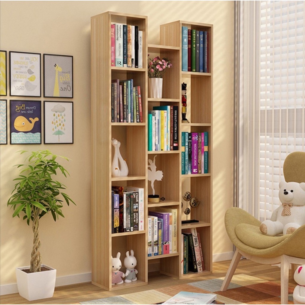 Kệ sách chữ H, U, góc tường. Gỗ MDF phủ melatium chống thấm cao cấp