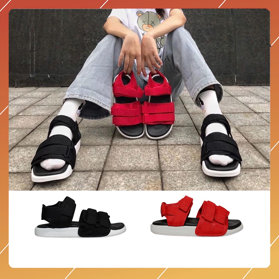 Sandal Vento chính hãng quai ngang bản to SD-1019 màu đen đỏ, Dép quai sau nam nữ đi học đi làm