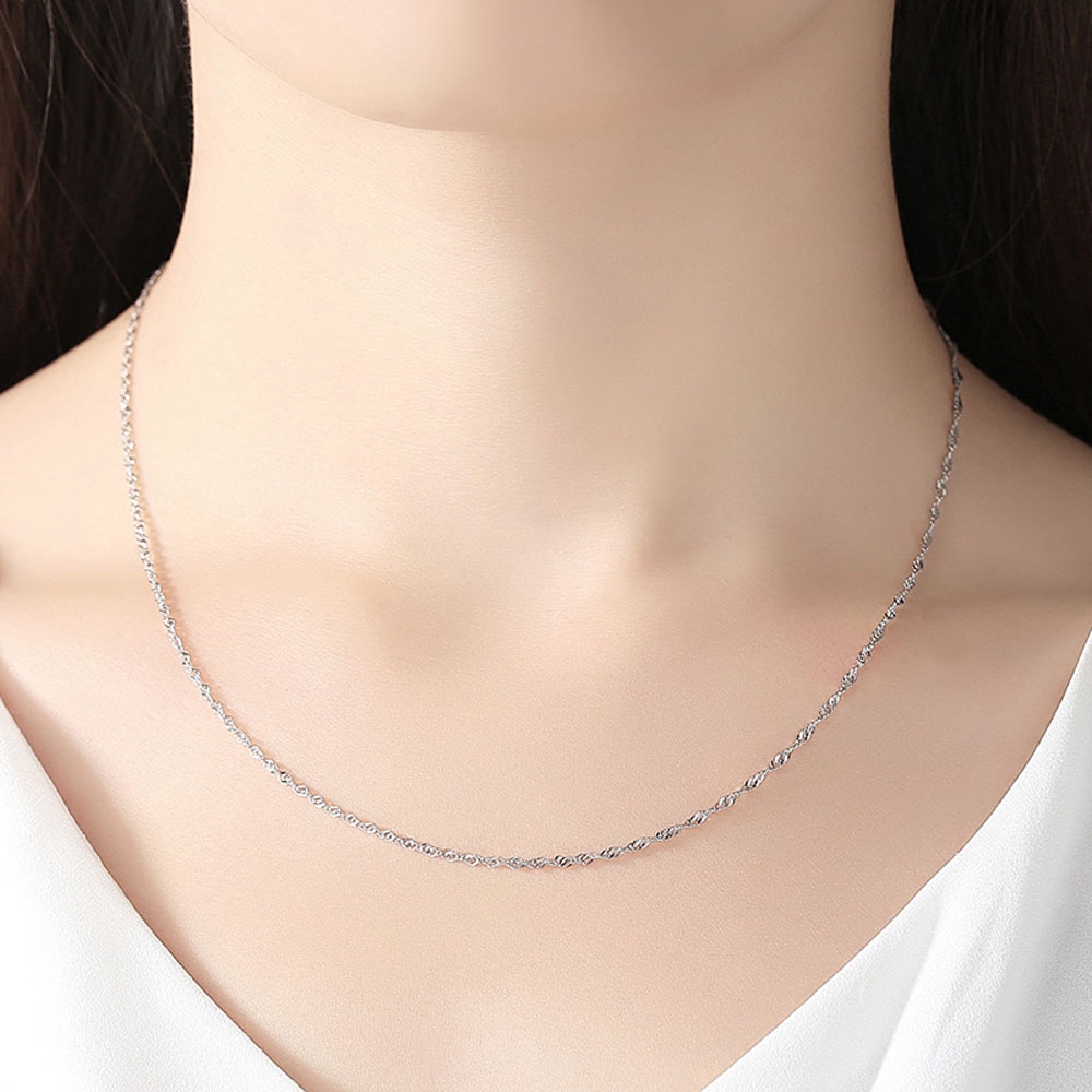 MXMUSTY Platinum plated Woman Water-wave 40cm Snake Chain Chain