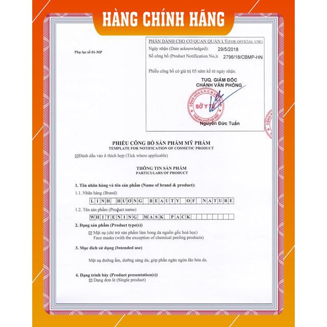 Mặt nạ sâm colagen Linh Hương xuất xứ công ty TNHH đầu tư thương mại Thái Hương | BigBuy360 - bigbuy360.vn