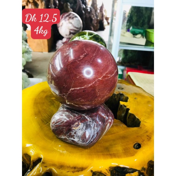 Bi đá màu đỏ spentine đk 13 cm