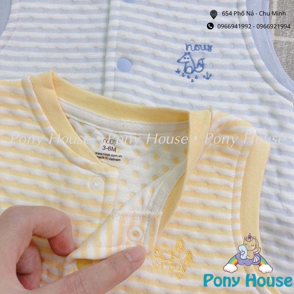 Áo Gile Nous Trần Bông Cài Thẳng Xanh, Vàng Cho Bé Trai, Bé Gái