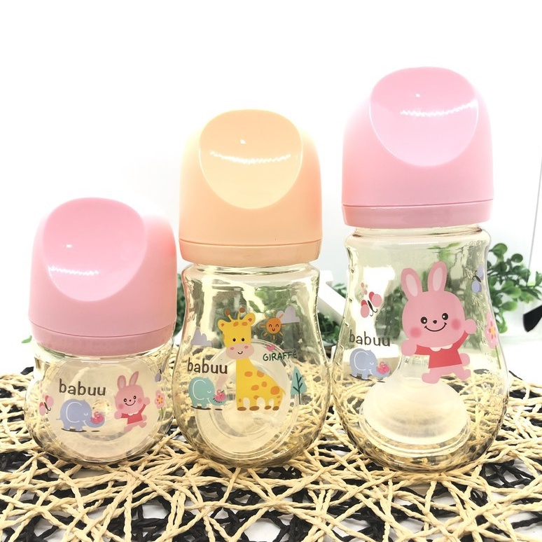 [Được chọn núm S,M,L,LL] - Bình sữa PPSU Babuu baby Nhật bản 90ml/210ml/270ml (tặng kèm một núm ti)