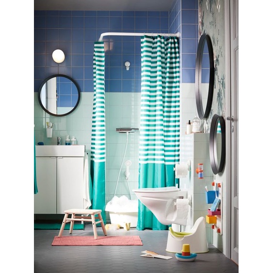 RÈM NHÀ TẮM VADSJÖN IKEA - XANH ĐẬM