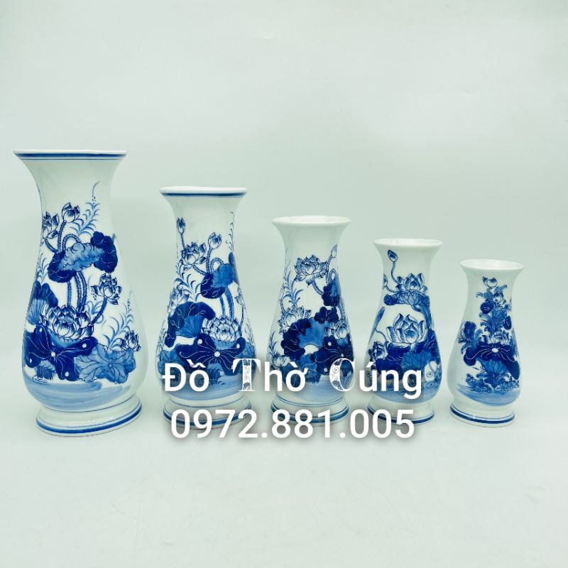 Lọ cắm hoa vẽ Sen men Lam dáng huệ