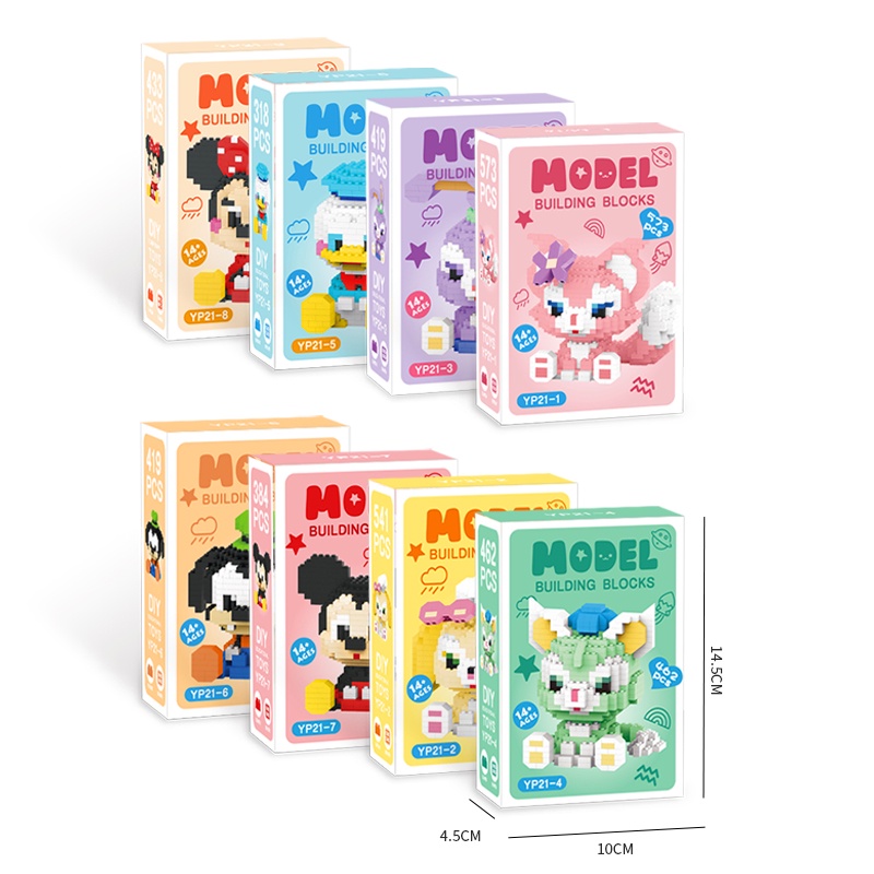 Bộ đồ chơi lắp ráp hoạt hình Disney LEQIAZHIXING cỡ nhỏ 6 + giáo dục sớm cho bé