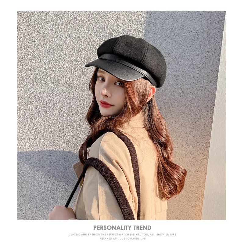 Mũ Beret ❤️FREESHIP❤️ Mũ Nồi Dạ Pha Da Thời Trang Nữ