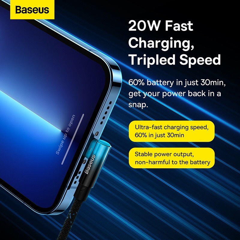 Cáp Sạc Nhanh 20w Điện Thoại 90 Độ Baseus MVP 2 Elbow-shaped Fast Charging Data Cable Type-C to L