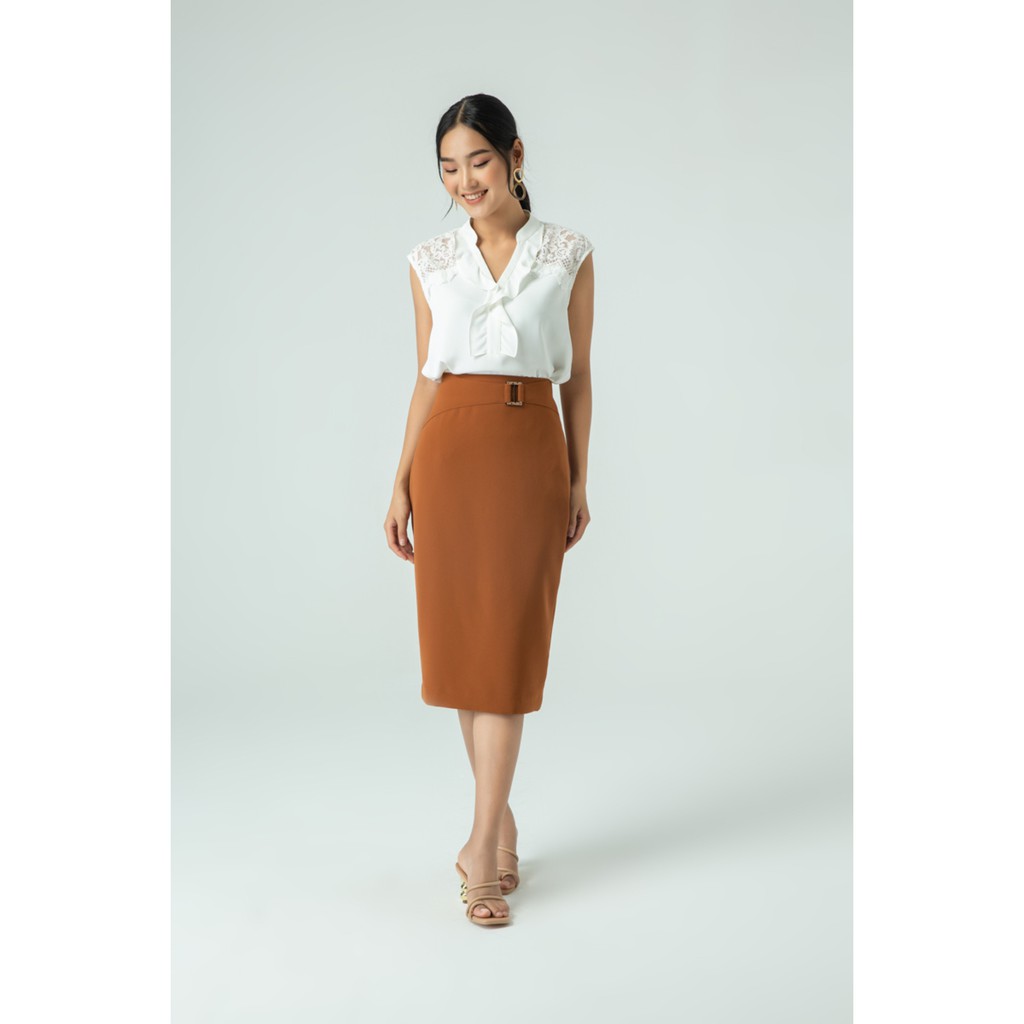 [Mã WABRM4  giảm 15% tối đa 50k đơn 150k] IVY moda chân váy ôm 2 lớp đai liền MS 31M5322