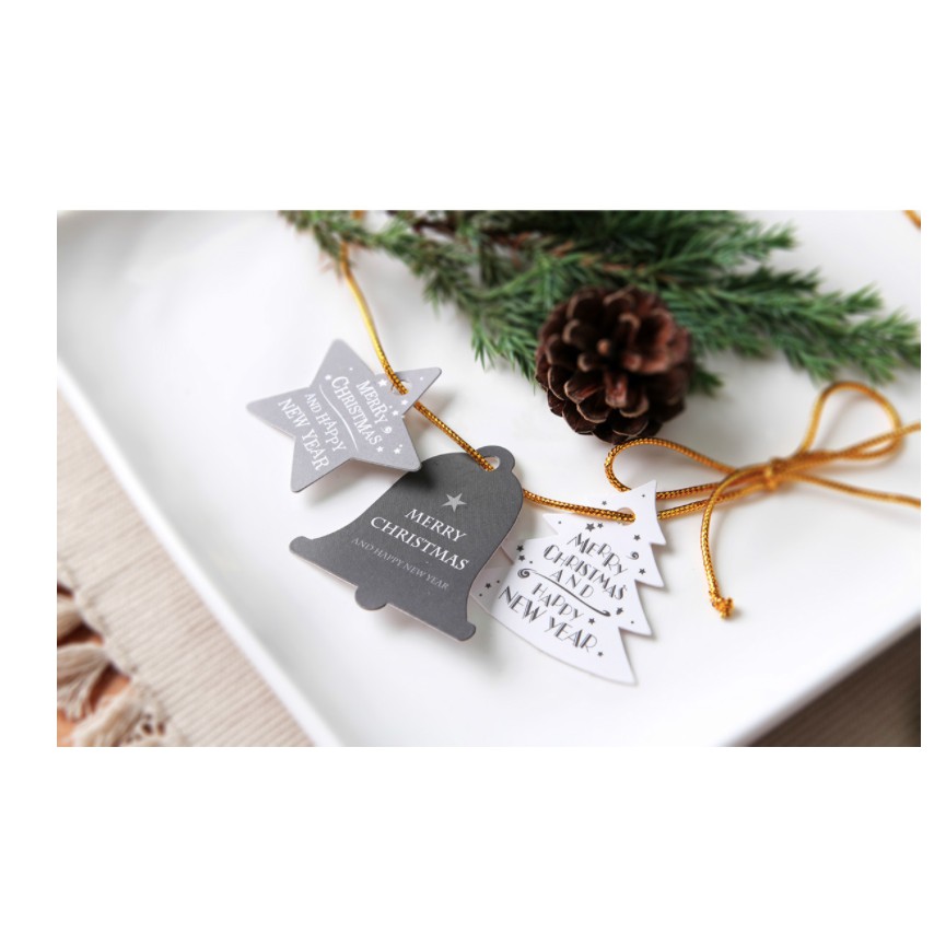 Set 14 tag gắn túi bánh, hộp bánh trang trí cây thông chủ đề Xmas, Noel