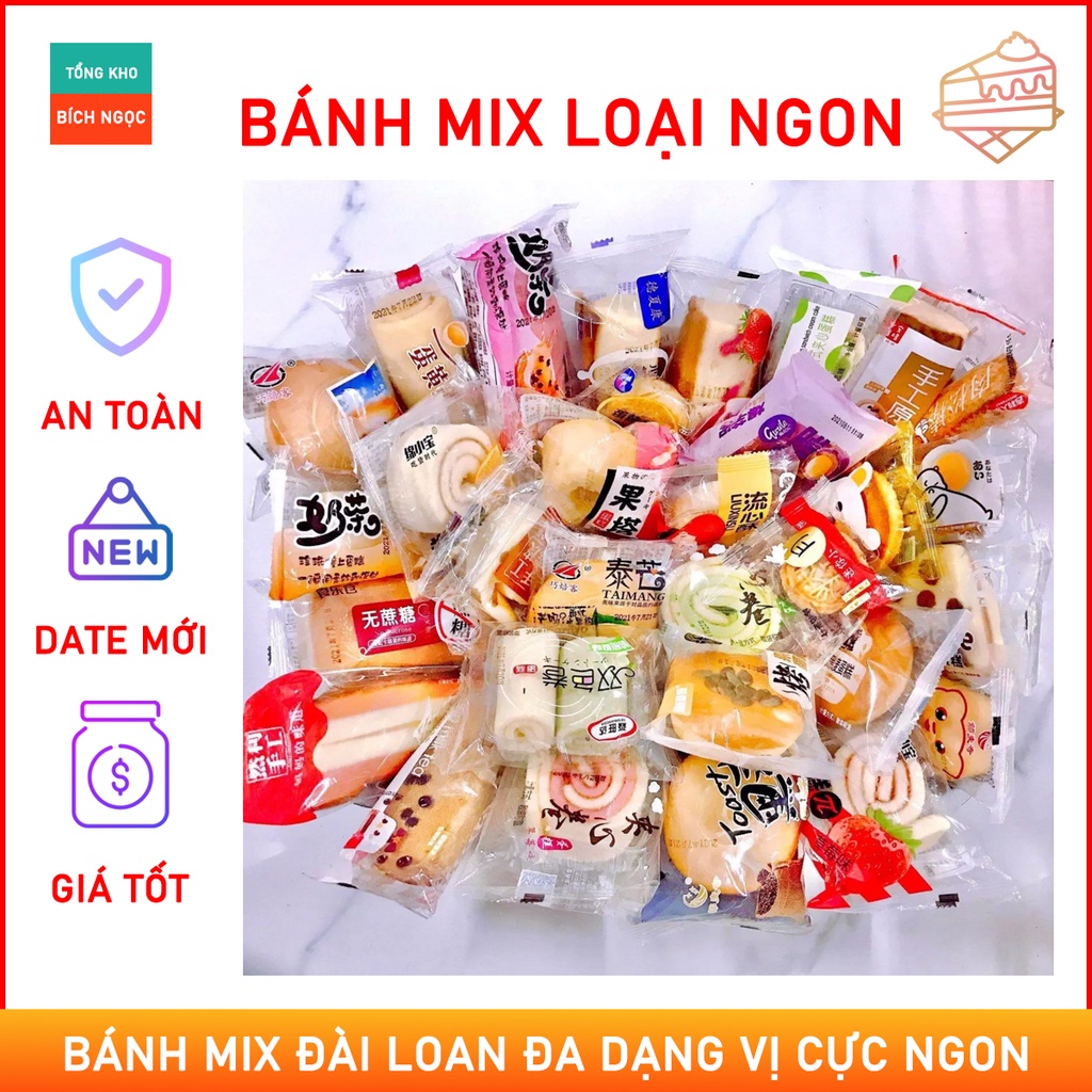 Bánh Đài Loan mix đa dạng không trùng vị, loại ngon cho bữa phụ, ăn vặt khối lượng 500g